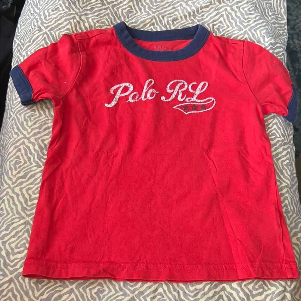 Boys Polo by Ralph Lauren Red & Blue Short Sleeve Tee 2T